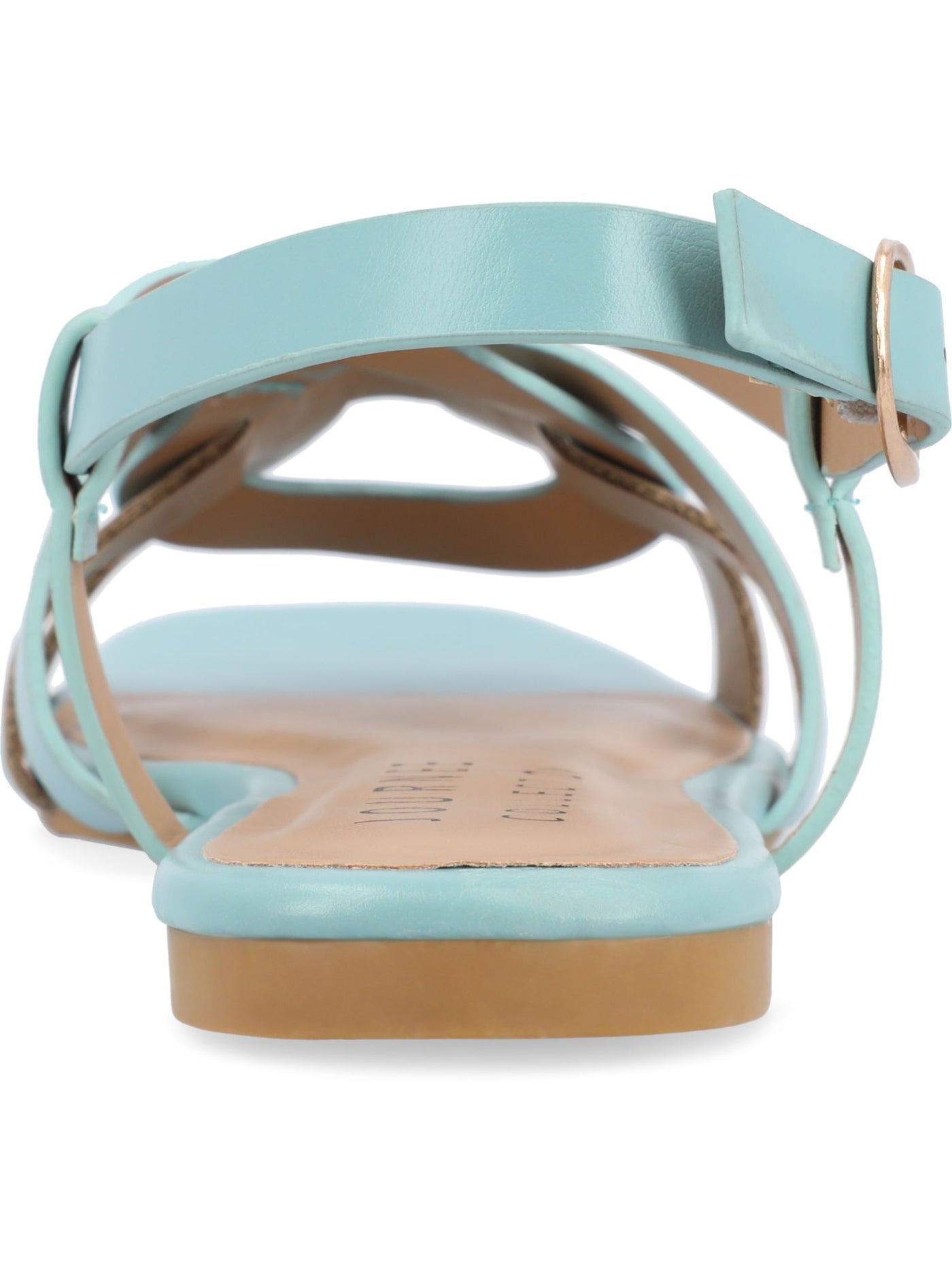 JOURNEE COLLECTION Womens Aqua Interlocking Straps Goring Padded Alorra Open Toe Buckle Slingback Sandal 6.5