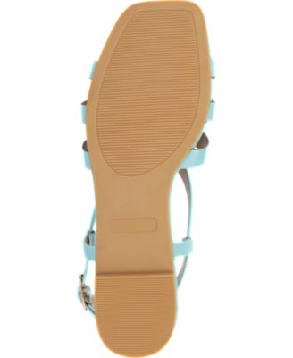 JOURNEE COLLECTION Womens Aqua Interlocking Straps Goring Padded Alorra Open Toe Buckle Slingback Sandal