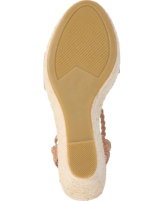JOURNEE COLLECTION Womens Brown 1-1/2" Platform Jute Wrapped Cusioned Ankle Strap Braided Andiah Open Toe Wedge Buckle Dress Espadrille Shoes M