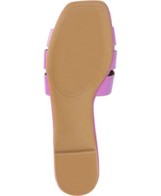 JOURNEE COLLECTION Womens Purple Interlocking Strap Cushioned Arrina Square Toe Slip On Slide Sandals Shoes