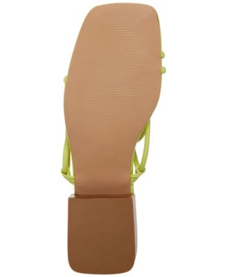 MADDEN GIRL Womens Green Thong Ankle Strap Padded Sorrin Square Toe Block Heel Heeled M