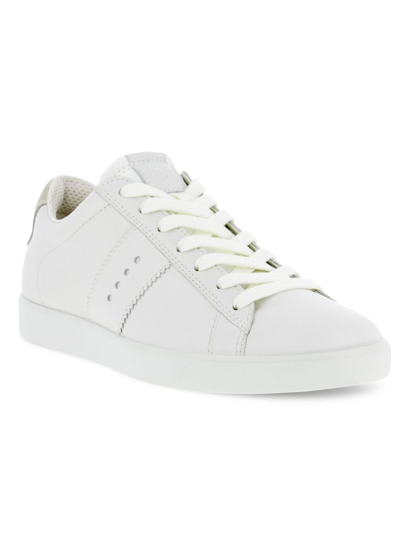 ECCO Womens White Scalloped Perforated Removable Insole Padded Street Lite Retro Round Toe Lace-Up Leather Sneakers Shoes 8-8.5