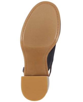LUCKY BRAND Womens Black Padded Delmie Round Toe Stacked Heel Buckle Leather Slingback Sandal M