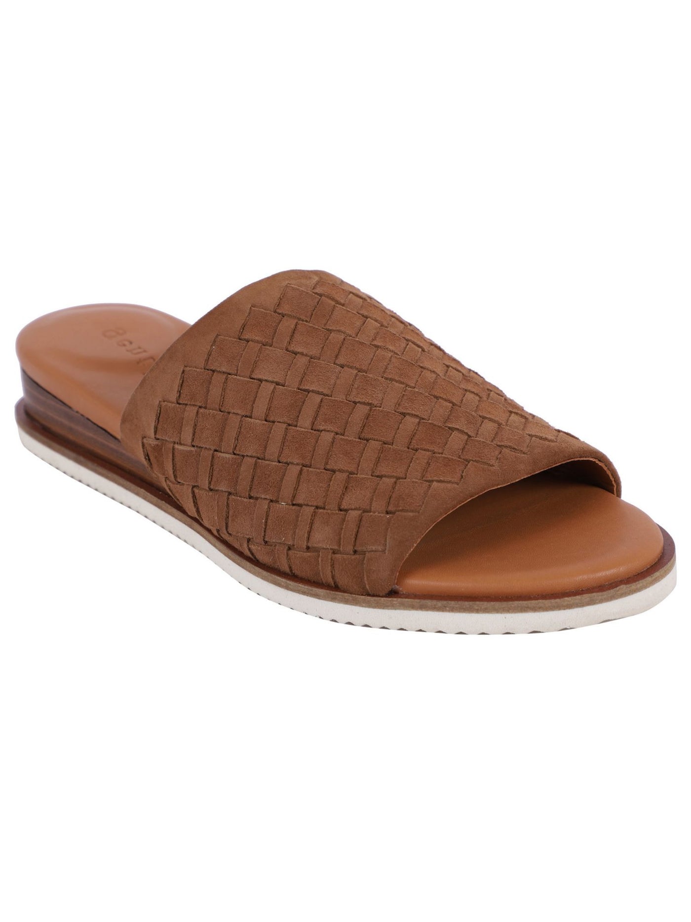 GENTLE SOULS KENNETH COLE Womens Brown Woven Woven Padded Goring Angie Round Toe Wedge Slip On Leather Sandals Shoes 8