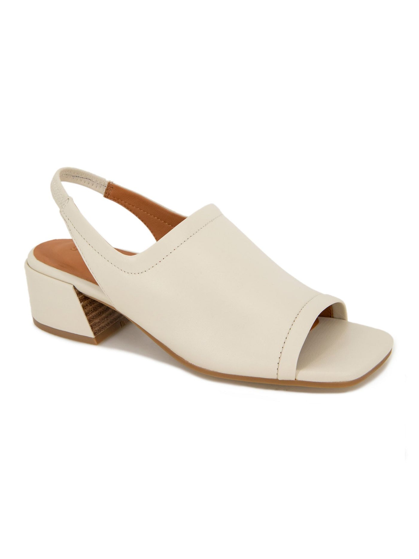 GENTLE SOULS KENNETH COLE Womens Beige Goring Padded Penny Square Toe Block Heel Slip On Leather Slingback Sandal 8.5