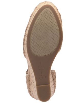 JESSICA SIMPSON Womens Beige 2 Cork-Like Wedge Woven Cut Out Marshela Round Toe Wedge Buckle Heeled M