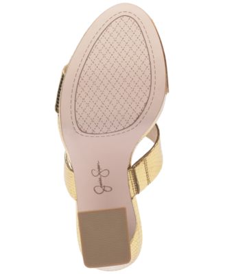 JESSICA SIMPSON Womens Gold Snake Embellished 1" Platform Goring Padded Diza Round Toe Sculpted Heel Slip On Dress Heeled M