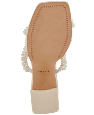 DOLCE VITA Womens Ivory 1" Platform Padded Embellished Goring Ariele Square Toe Block Heel Slip On Dress Heeled