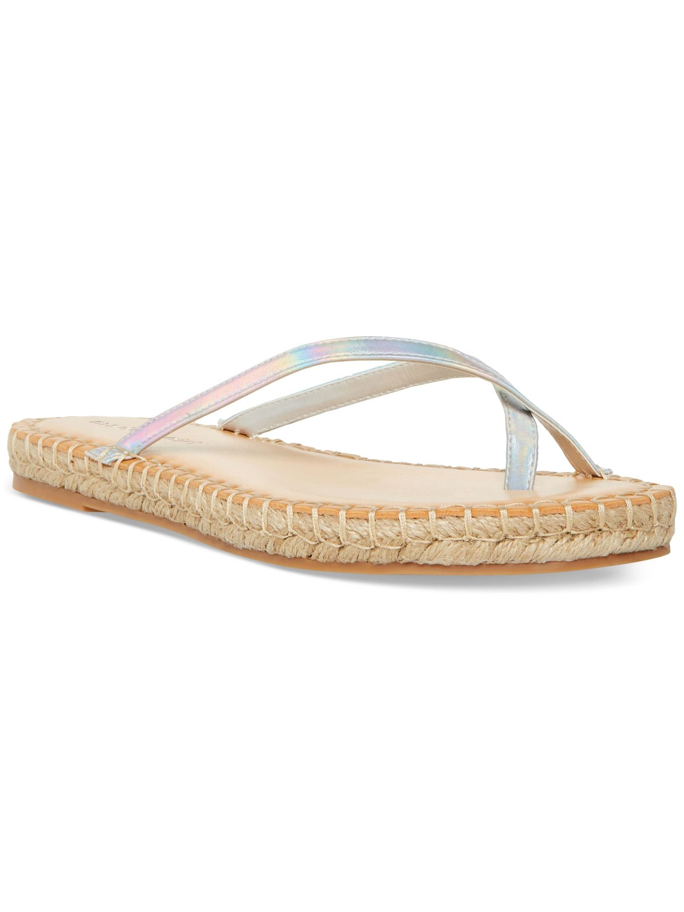 MADDEN GIRL Womens Silver Iradescent Crisscross Straps Comfort Tahiti Round Toe Slip On Espadrille Shoes 8.5 M