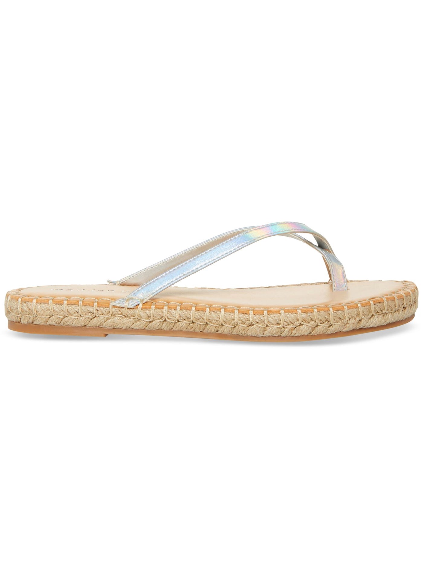 MADDEN GIRL Womens Silver Iradescent Crisscross Straps Comfort Tahiti Round Toe Slip On Espadrille Shoes 8.5 M