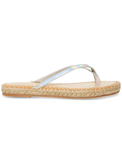 MADDEN GIRL Womens Silver Iradescent Crisscross Straps Comfort Tahiti Round Toe Slip On Espadrille Shoes 8.5 M