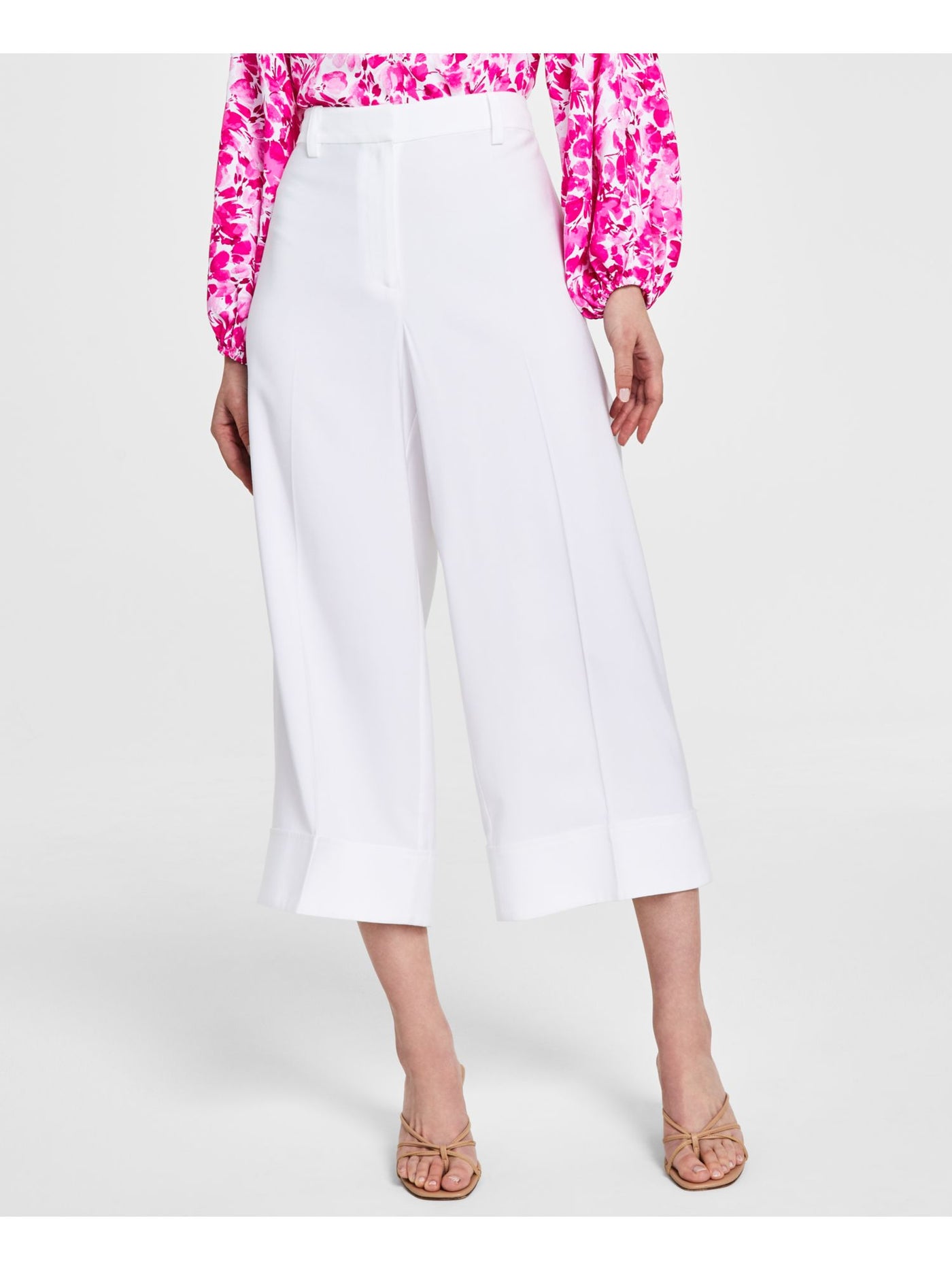 VINCE CAMUTO Womens Zippered Permanent Cuff Croppd Wear To Work Wide Leg Pants
