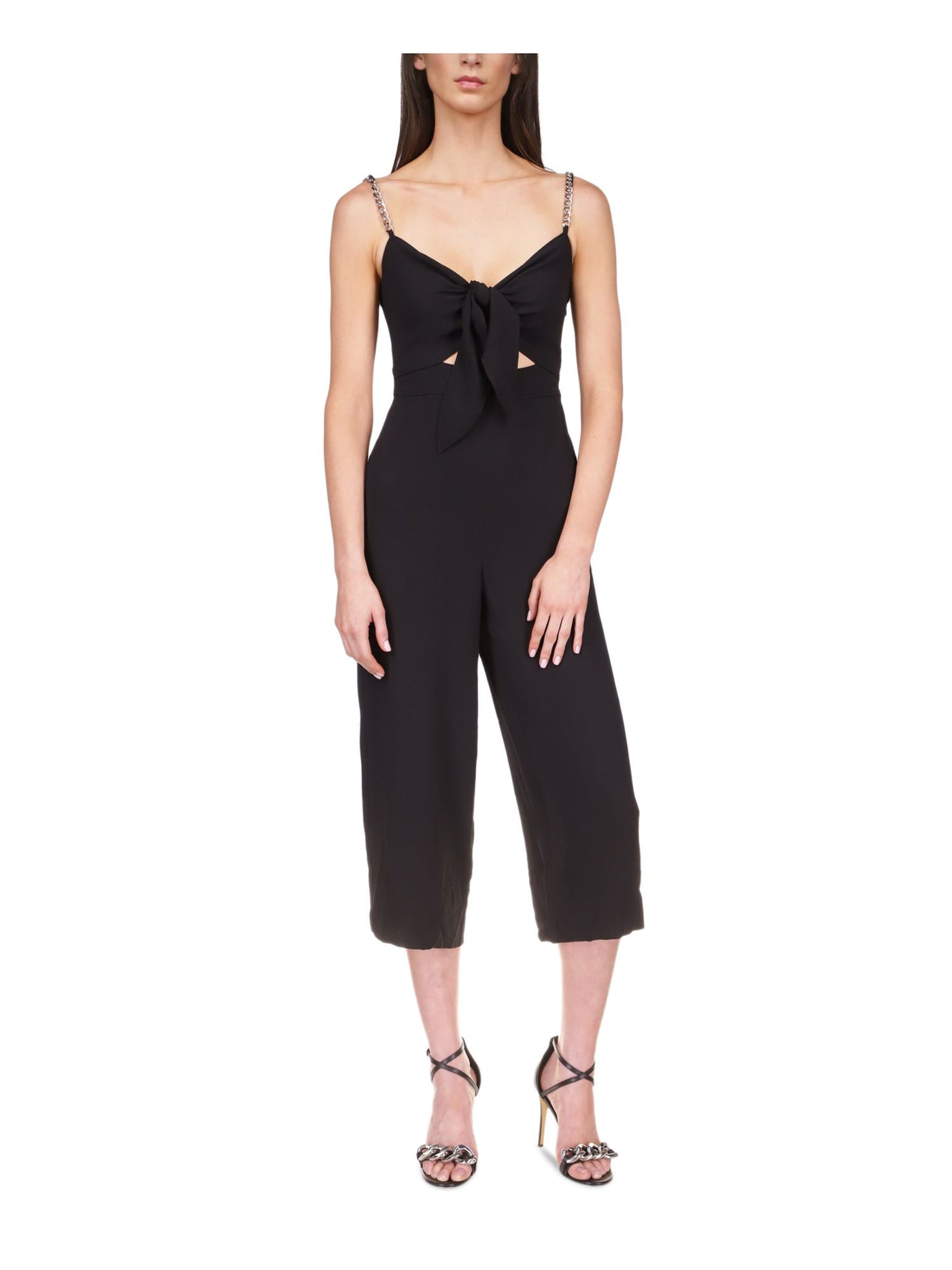 MICHAEL MICHAEL KORS Womens Black Sleeveless Sweetheart Neckline Cropped Jumpsuit M