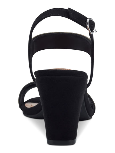 STYLE & COMPANY Womens Black Mixed Media Padded Goring Bonitaa Round Toe Cone Heel Buckle Dress Slingback Sandal 8.5 M