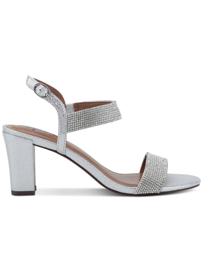 STYLE & COMPANY Womens Silver Mixed Media Padded Goring Bonitaa Round Toe Cone Heel Buckle Dress Slingback Sandal 6 M