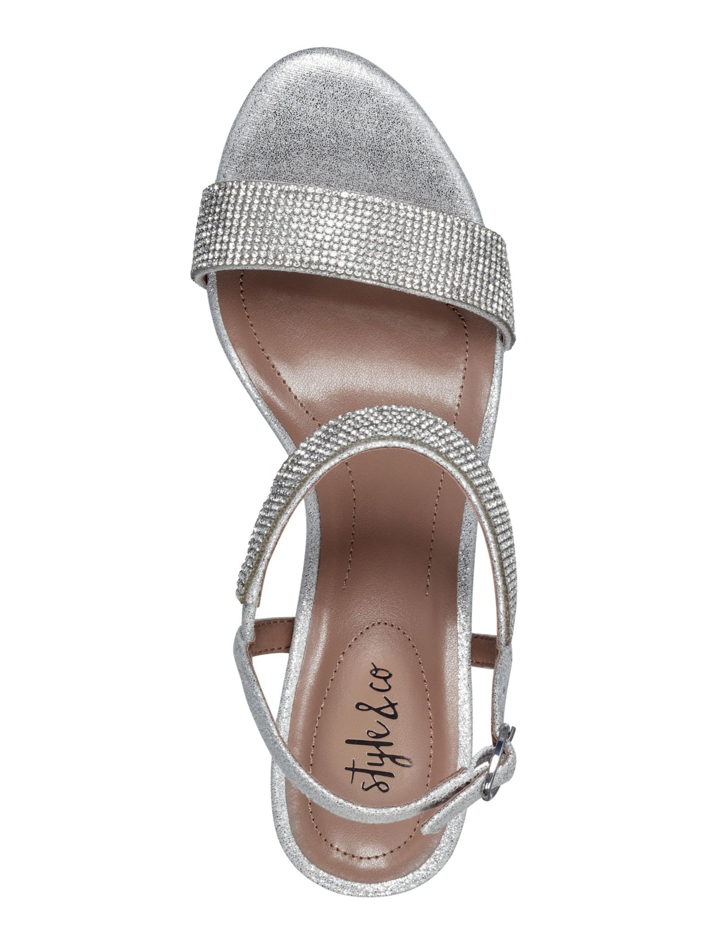 STYLE & COMPANY Womens Silver Mixed Media Padded Goring Bonitaa Round Toe Cone Heel Buckle Dress Slingback Sandal 6 M