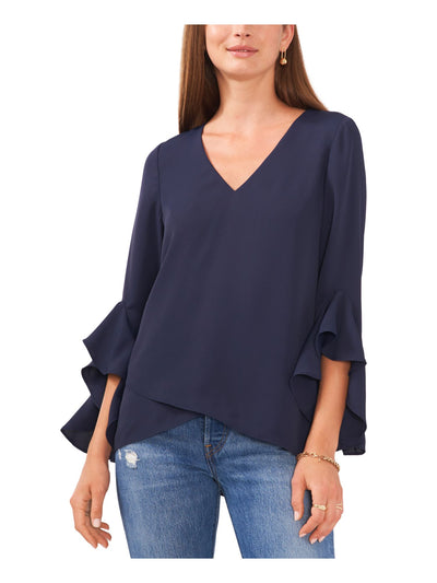 VINCE CAMUTO Womens Ruffled Flutter Sleeve V Neck Wear To Work Tunic Top