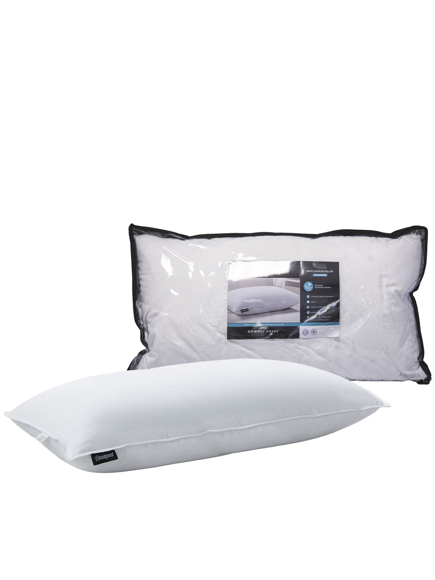 BEAUTYREST White Solid 20 x 36 in Rectangle Bed Pillow