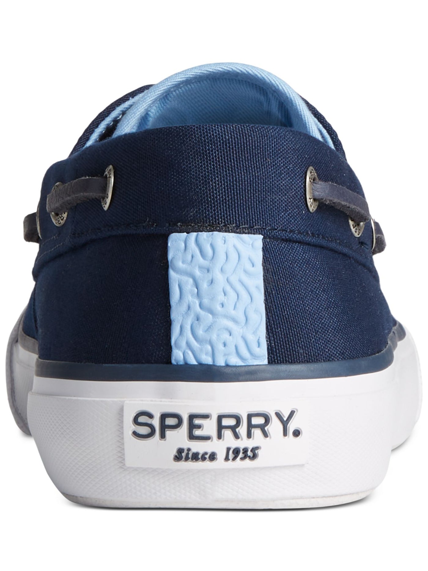 SPERRY Mens Navy Flexible Non-Slip Cushioned Non-Marking Bahamall Round Toe Platform Lace-Up Boat Shoes 9