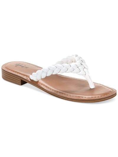 STYLE & COMPANY Womens White Braided Padded Brandiie Round Toe Slip On Flip Flop Sandal 5