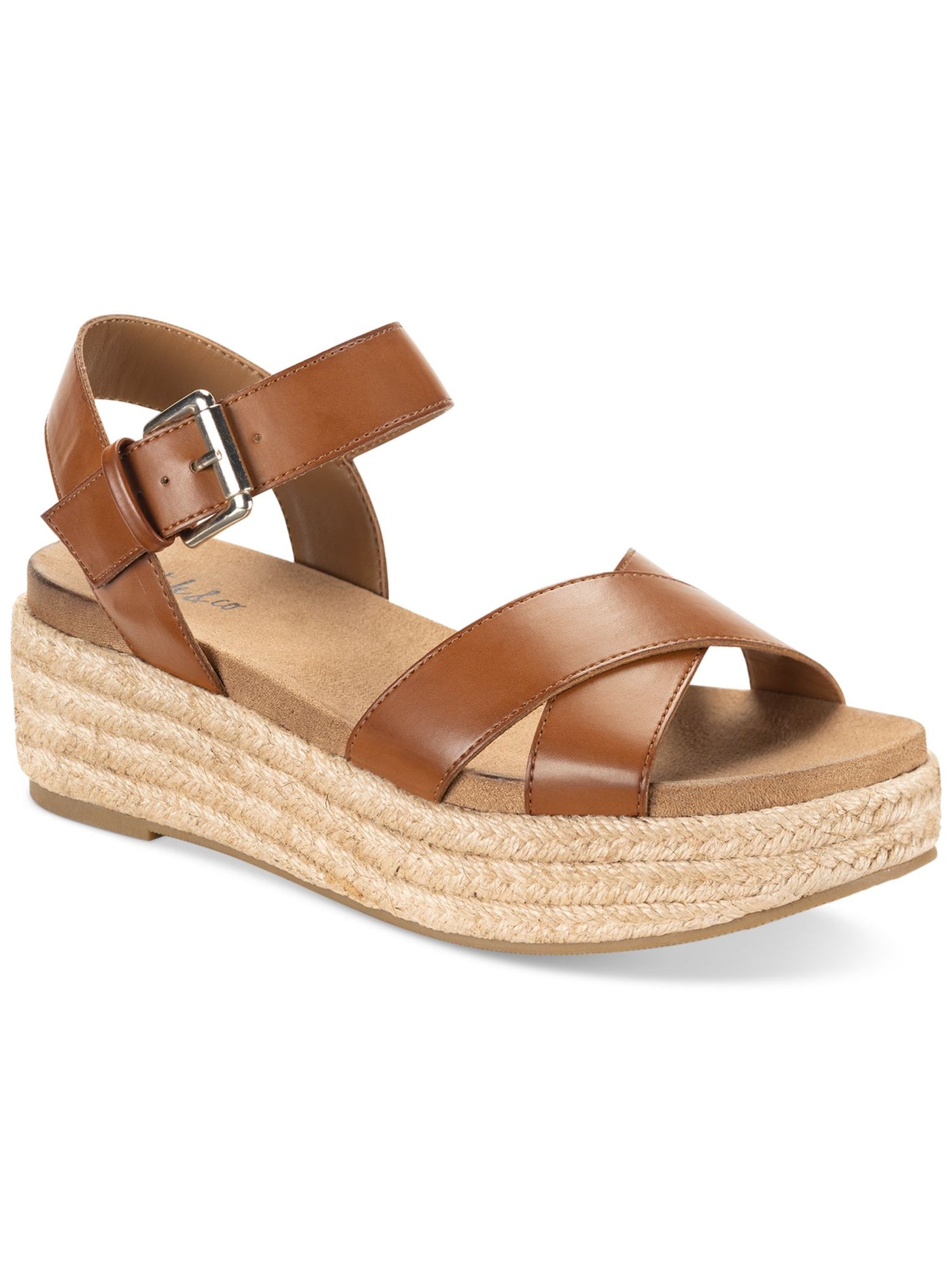 STYLE & COMPANY Womens Brown Espadrille Wedge Adjustable Emberr Round Toe Wedge Buckle Sandals Shoes 6 M