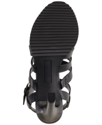 DKNY Womens Black Mixed Media Woven Metallic Detailing At Toe Strappy Studded Bria Almond Toe Block Heel Buckle Leather Dress Slingback Sandal M