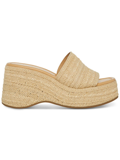 MADDEN GIRL Womens Beige Woven 1-1/2" Platform Padded Platform Square Toe Wedge Slip On Espadrille Shoes 10 M