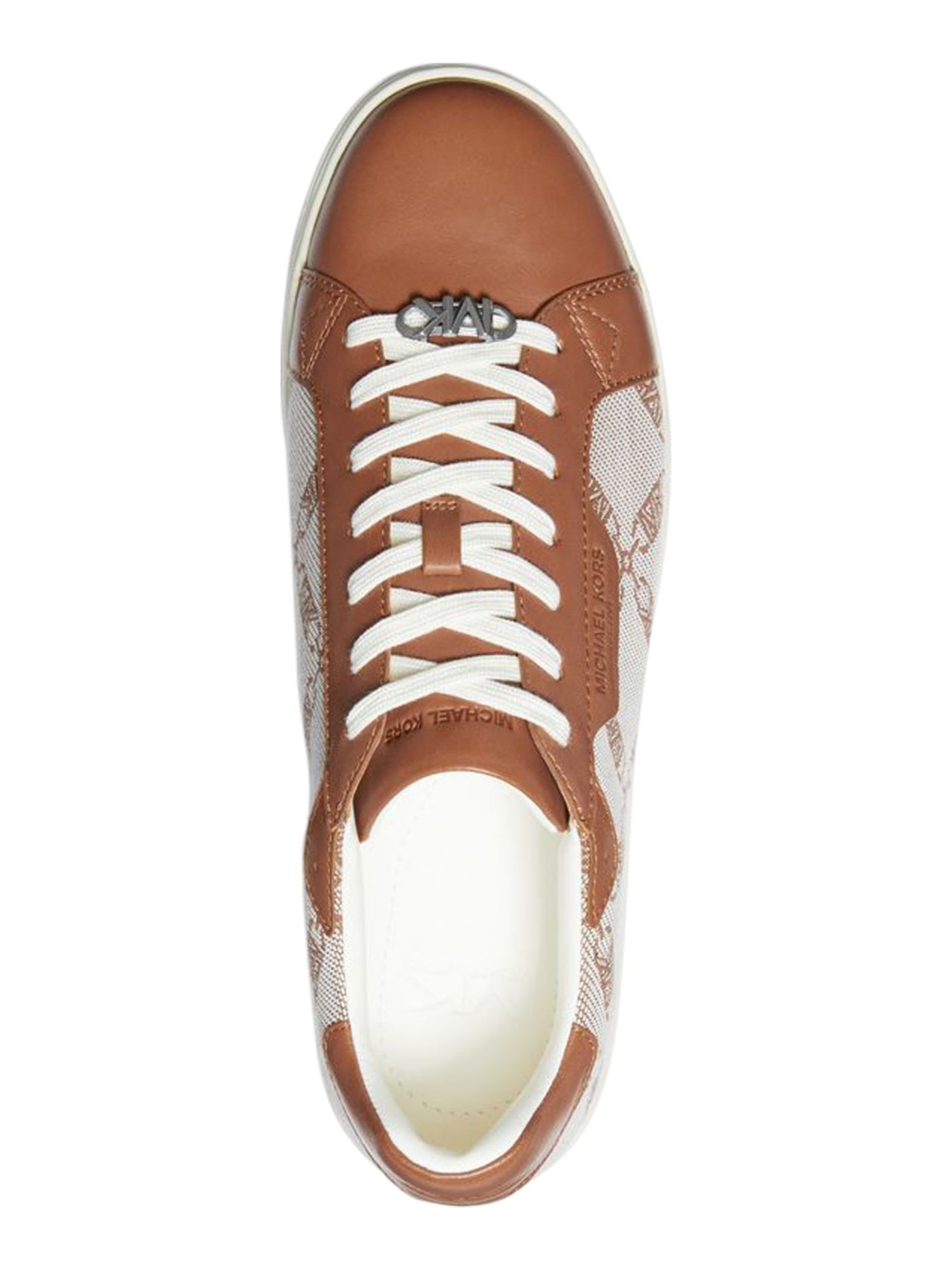 MICHAEL KORS Womens Brown Mixed Media Logo Metallic Hardware Padded Keating Round Toe Lace-Up Sneakers Shoes 10