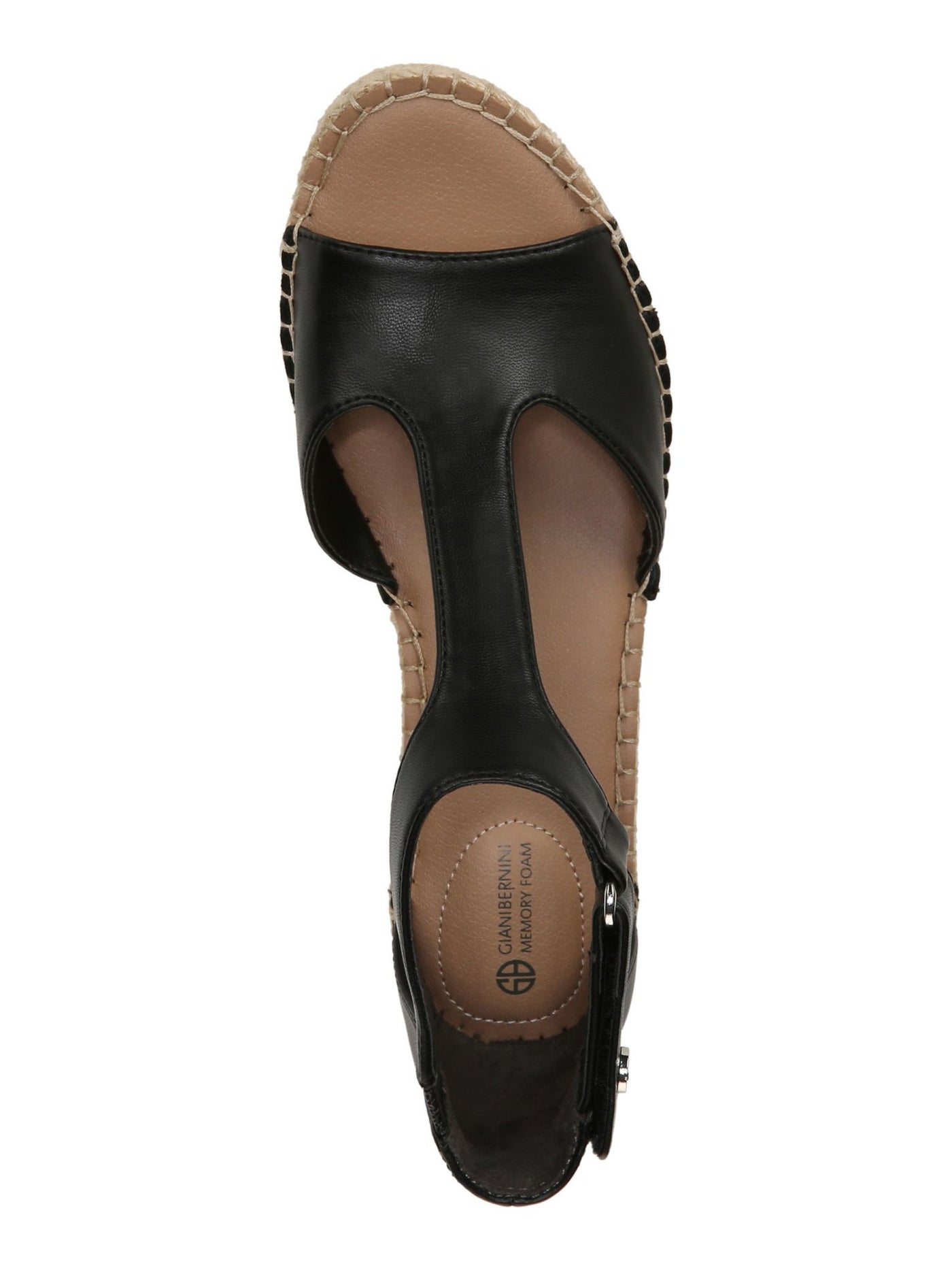 GIANI BERNINI Womens Black 1" Platform Cushioned T-Strap Goring Caylaa Open Toe Wedge Espadrille Shoes 7.5 M