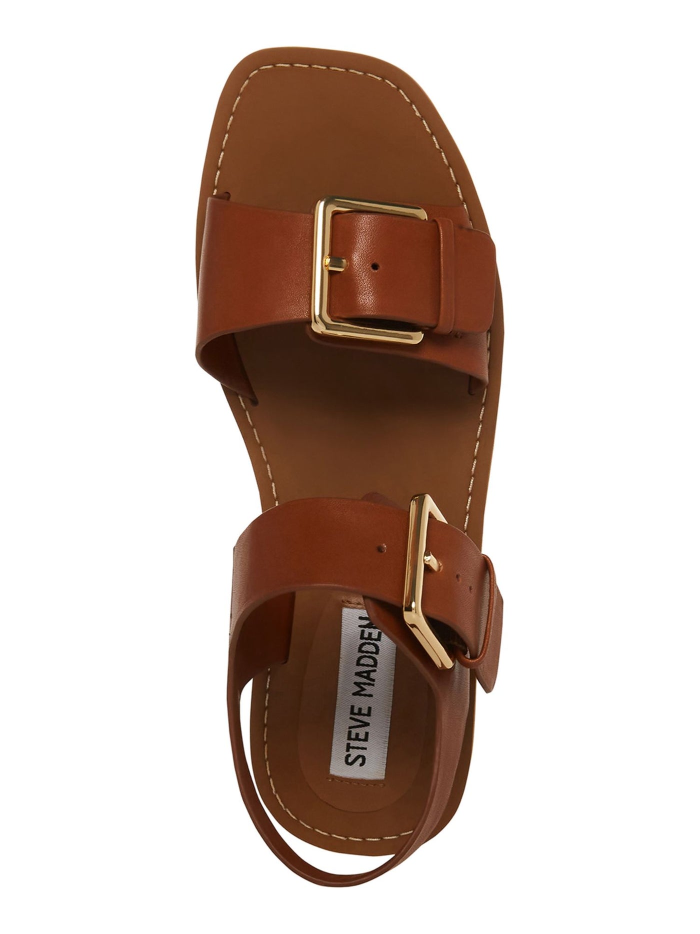 STEVE MADDEN Womens Brown Double Buckle Padded Santo Square Toe Buckle Leather Sandals Shoes 9 M