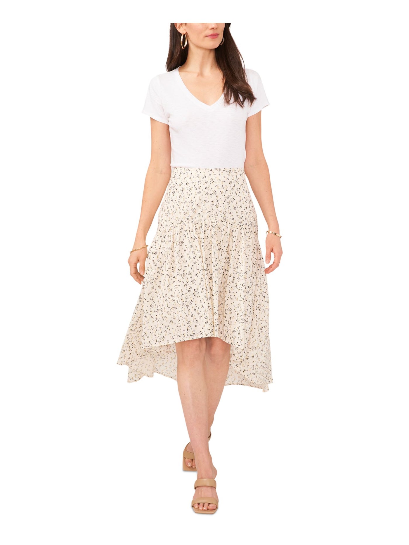 VINCE CAMUTO Womens Zippered Midi Hi-Lo Skirt