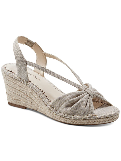 CHARTER CLUB Womens Beige Metallic Thread Strappy Slingback Goring Padded Kika Almond Toe Wedge Slip On Espadrille Shoes 6 M