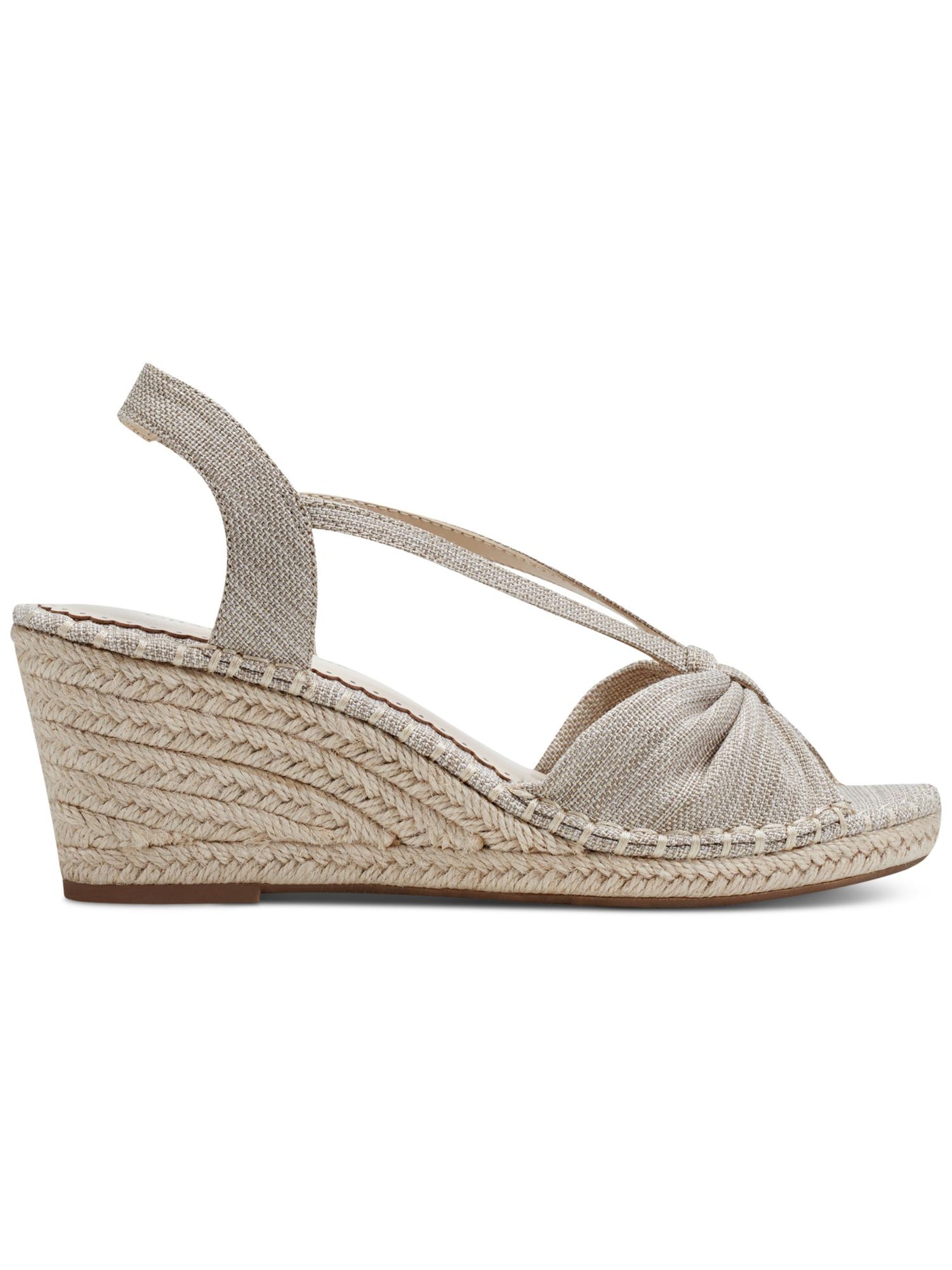 CHARTER CLUB Womens Beige Metallic Thread Strappy Slingback Goring Padded Kika Almond Toe Wedge Slip On Espadrille Shoes 8.5 M