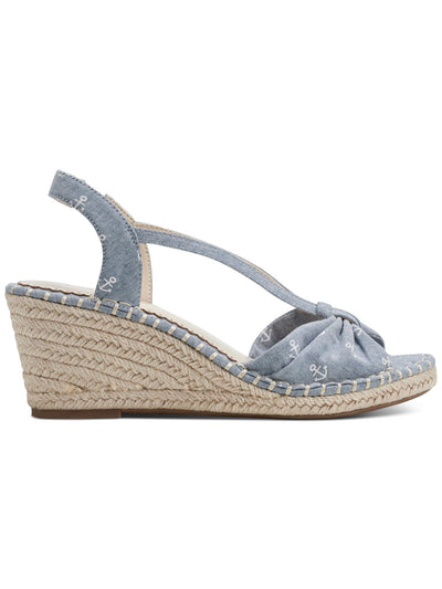 CHARTER CLUB Womens Light Blue Metallic Thread Strappy Slingback Goring Padded Kika Almond Toe Wedge Slip On Espadrille Shoes 9 M