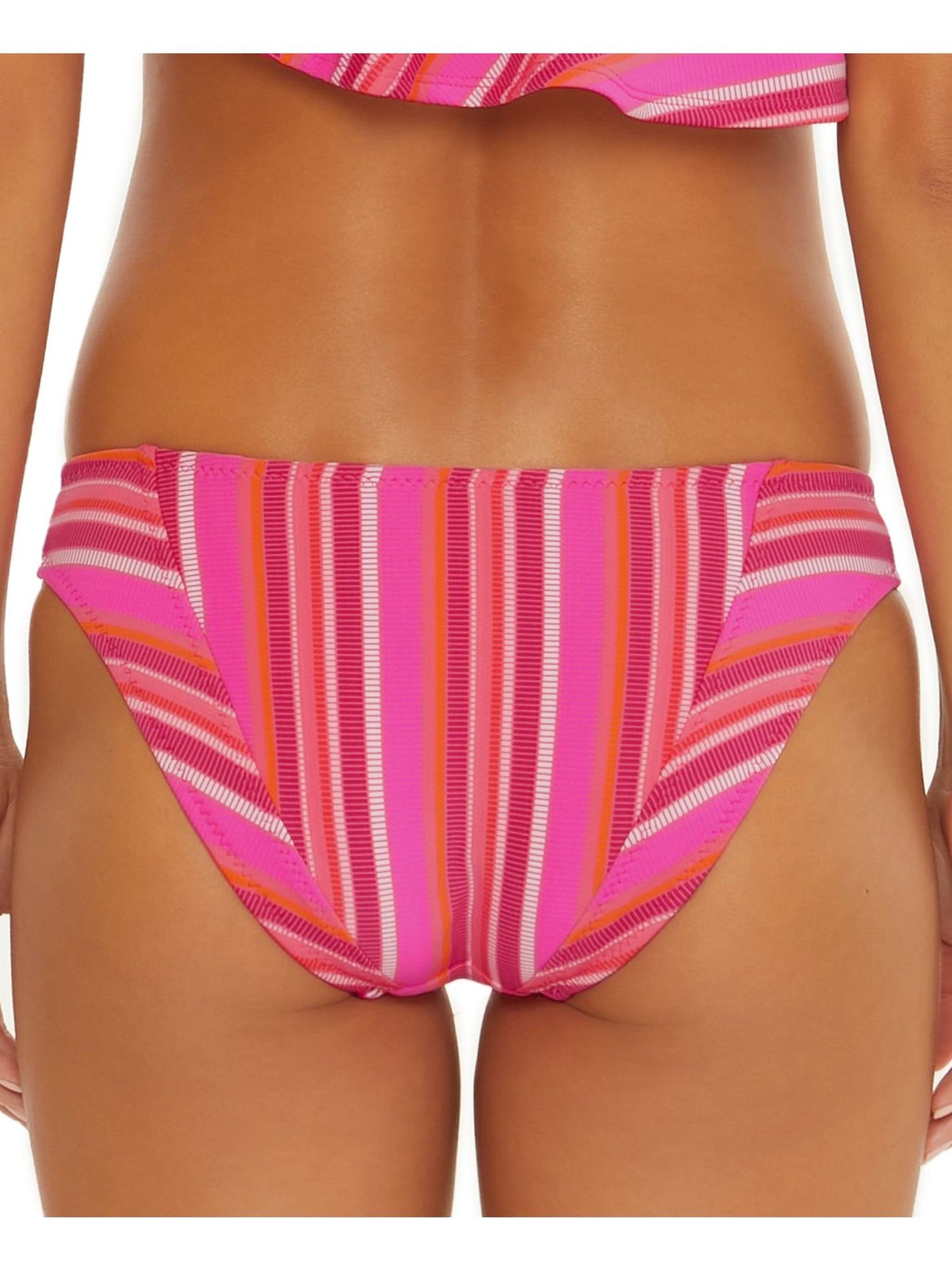 TRINA TURK Women's Pink Patterned Stretch Lined Low Rise High Leg Swimsuit Bottom 8