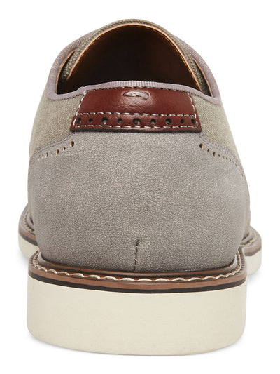 MADDEN Mens Gray Mixed Media Derby Brogue Padded Duupon Round Toe Wedge Lace-Up Dress Shoes 7