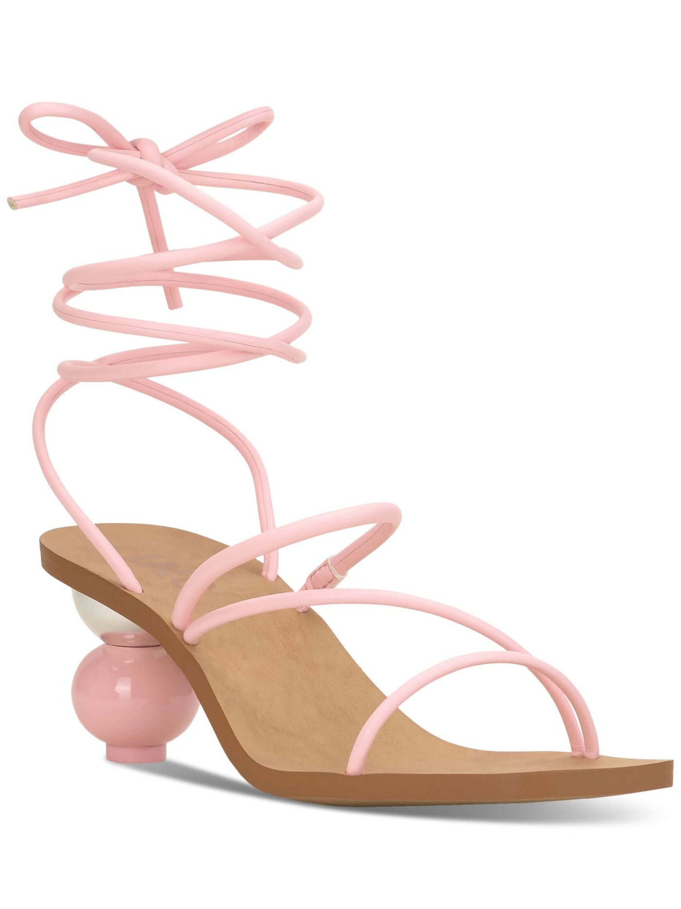 INC Womens Pink Strappy Goring Chedel Round Toe Sculpted Heel Lace-Up Dress Heeled Sandal 6 M