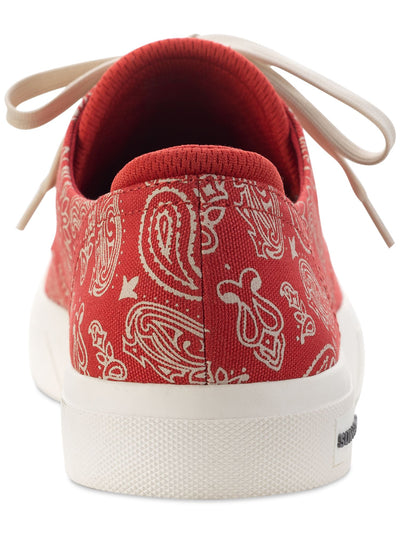 SUN STONE Mens Red Printed Cushioned Kiva Round Toe Platform Lace-Up Sneakers Shoes 7.5 M