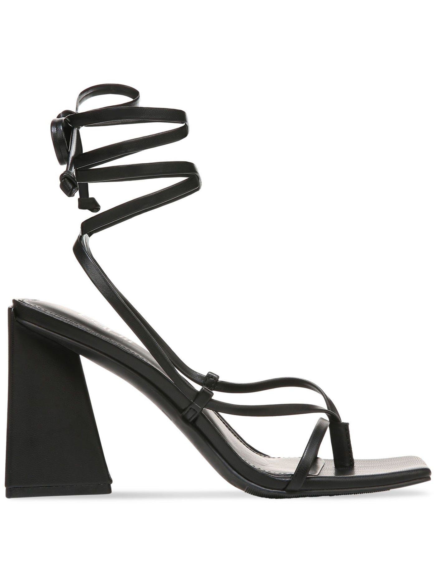 BAR III Womens Black Wrapping Ankle Tie Padded Auroraa Square Toe Sculpted Heel Lace-Up Dress Heeled Thong Sandals 5.5 M