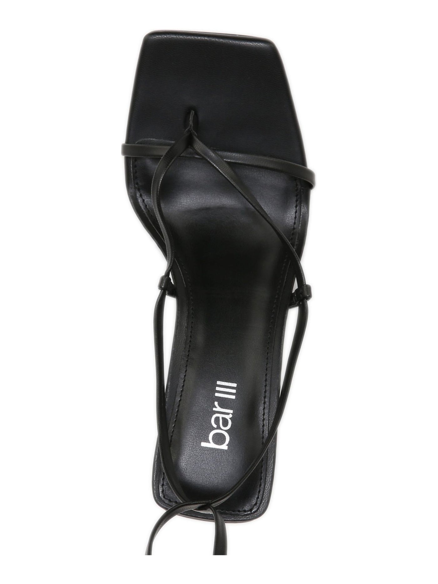 BAR III Womens Black Wrapping Ankle Tie Padded Auroraa Square Toe Sculpted Heel Lace-Up Dress Heeled Thong Sandals 5.5 M