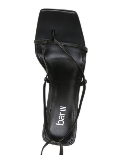 BAR III Womens Black Wrapping Ankle Tie Padded Auroraa Square Toe Sculpted Heel Lace-Up Dress Heeled Thong Sandals 5.5 M