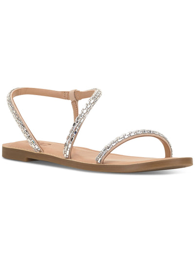 INC Womens Beige Mixed Media Padded Asymmetrical Embellished Mahlah Round Toe Slip On Dress Slingback Sandal 9 M