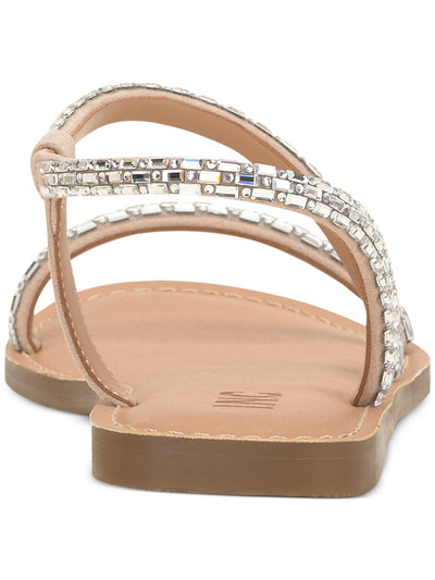 INC Womens Beige Mixed Media Padded Asymmetrical Embellished Mahlah Round Toe Slip On Dress Slingback Sandal 9 M