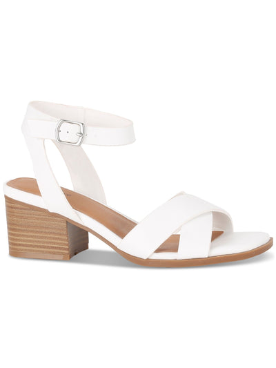 STYLE & COMPANY Womens White Ankle Strap Padded Shelbyy Square Toe Block Heel Buckle Dress Heeled Sandal 11 M