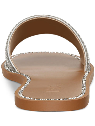 INC Womens Silver Mixed Media Embellished Pelle Square Toe Slip On Slide Sandals Shoes 10 M