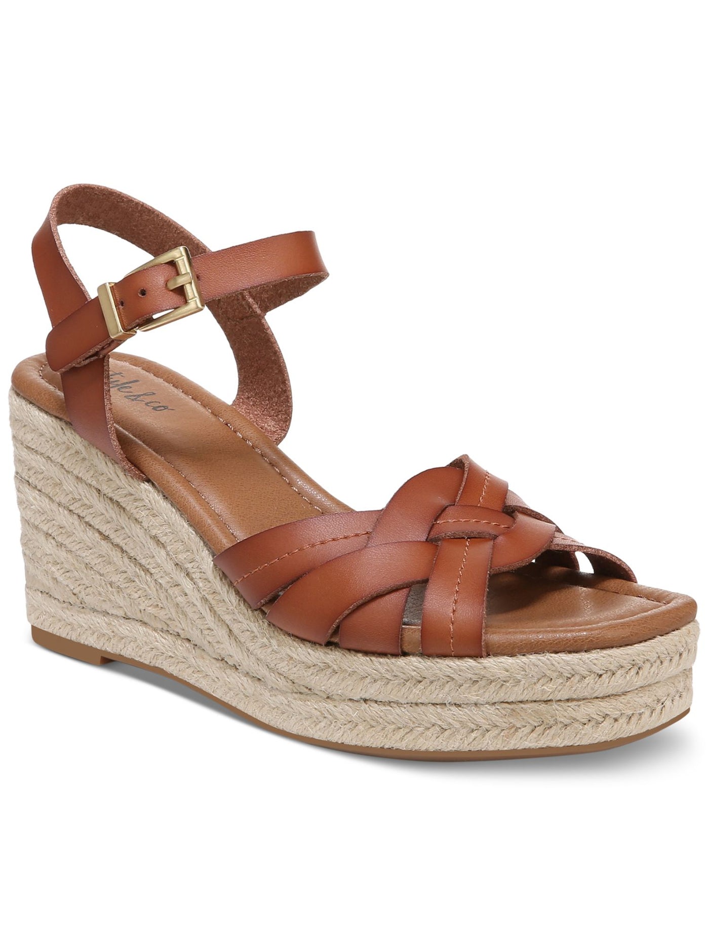 STYLE & COMPANY Womens Brown 1-1/2" Platform Padded Ankle Strap Woven Cerres Open Toe Wedge Buckle Espadrille Shoes 10 M