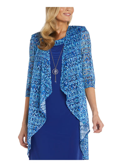 R&M RICHARDS Womens Turquoise Tie Dye Elbow Sleeve Open Front Cardigan 8