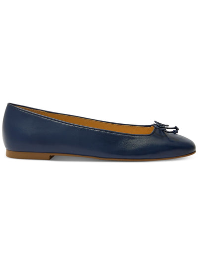 JACK ROGERS Womens Navy Bow Accent Padded Kenlyn Square Toe Slip On Leather Ballet Flats 9.5 M