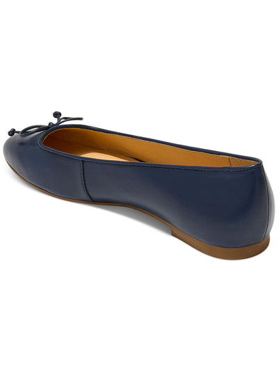 JACK ROGERS Womens Navy Bow Accent Padded Kenlyn Square Toe Slip On Leather Ballet Flats 9.5 M