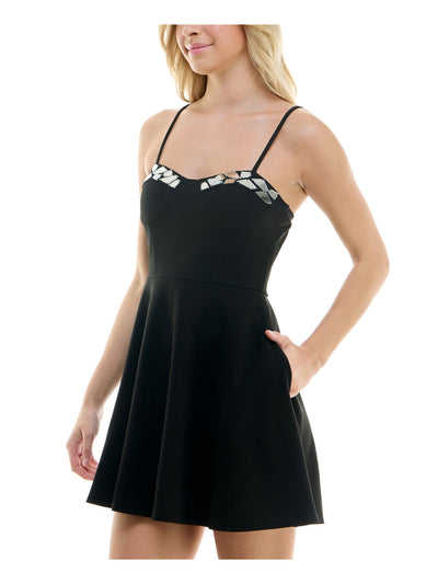 SPEECHLESS Womens Pocketed Sleeveless Sweetheart Neckline Mini Party A-Line Dress